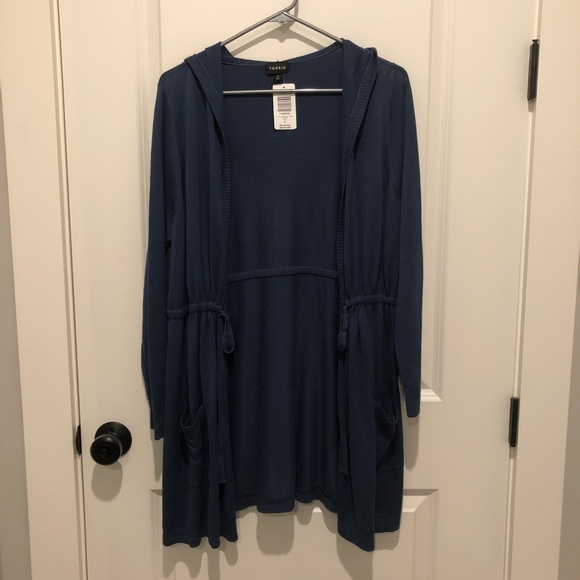 torrid Sweaters - Torrid Blue Cinch Waist Cardigan With Hood Size 0